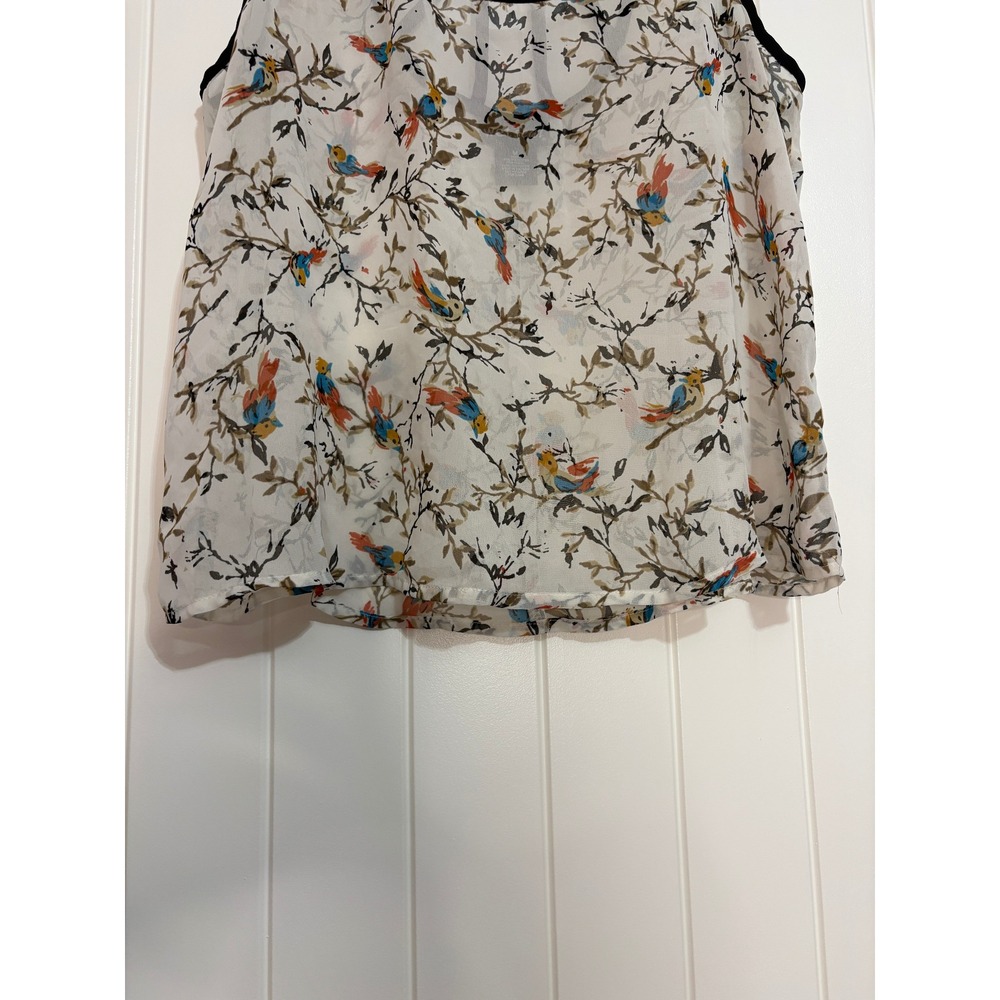 Wet Seal Sheer Bird Print Strappy Cage Back Tank Top Cream M Sleeveless Y2K - Picture 3 of 8
